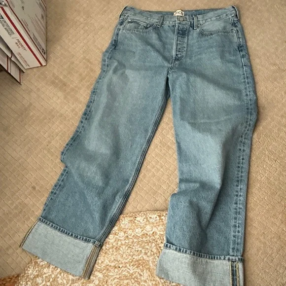 Etica Wide Leg Cuffed Button Fly Jeans - Picture 4 of 7